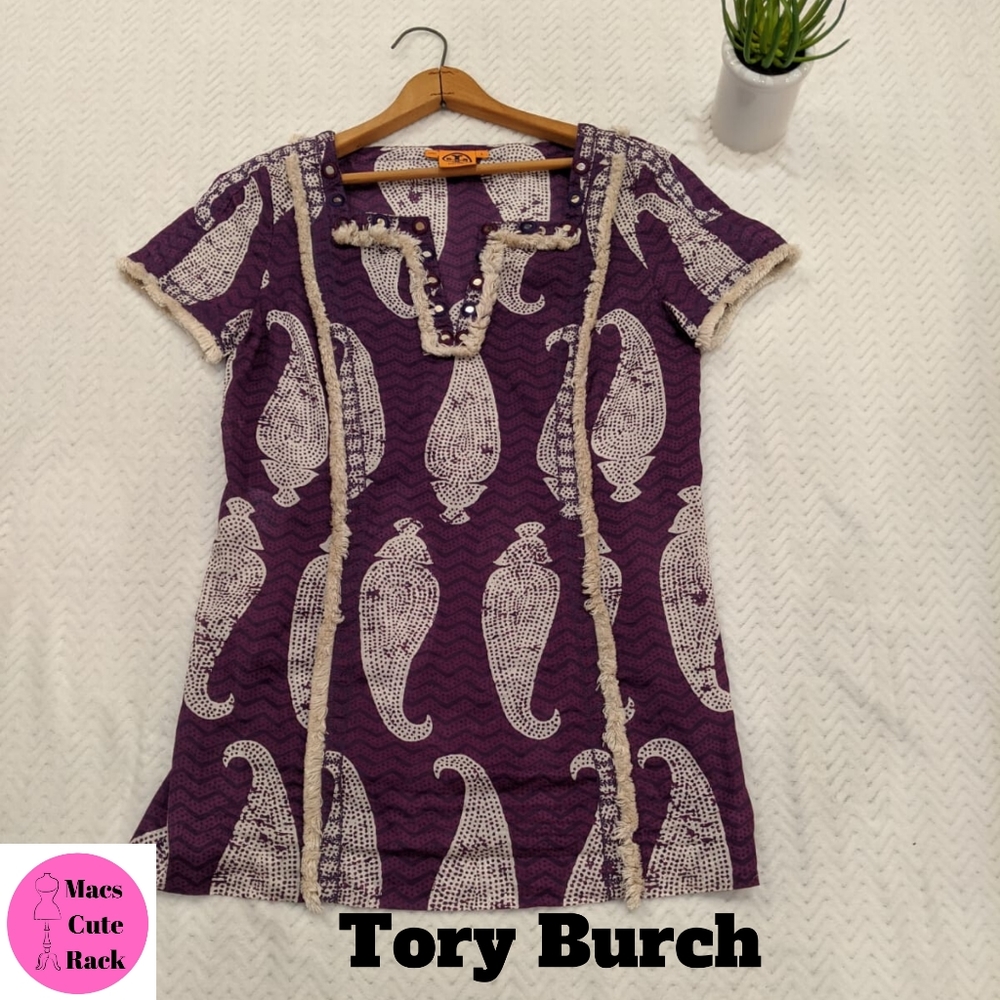 Tory Burch Purple Tropical Top